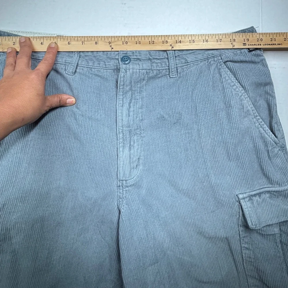 Vans Corduroy Cargo Pants Mens‎ 40 Loose Tapered Fit Blue Grey Skater Utility